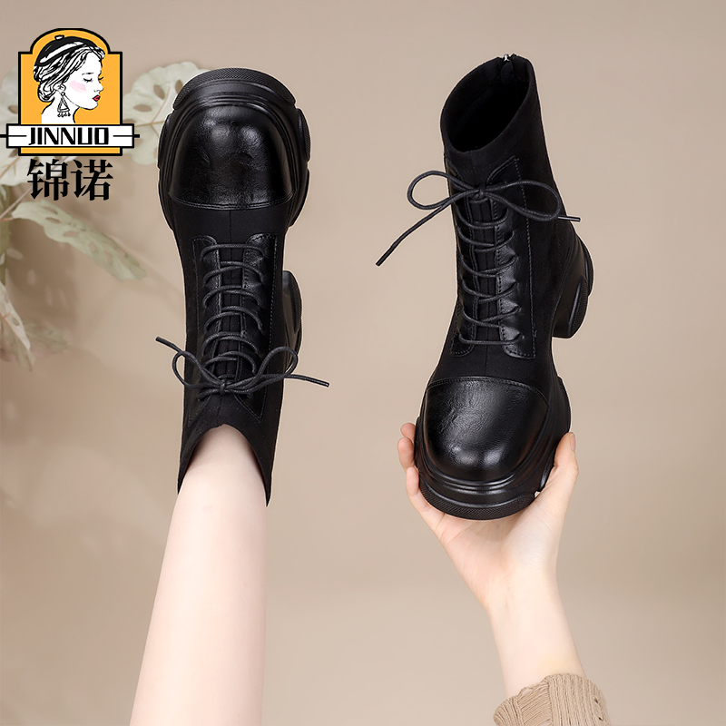 【小潘严选】马丁靴女士高跟棉鞋女2025新款冬季加绒保暖洋1370