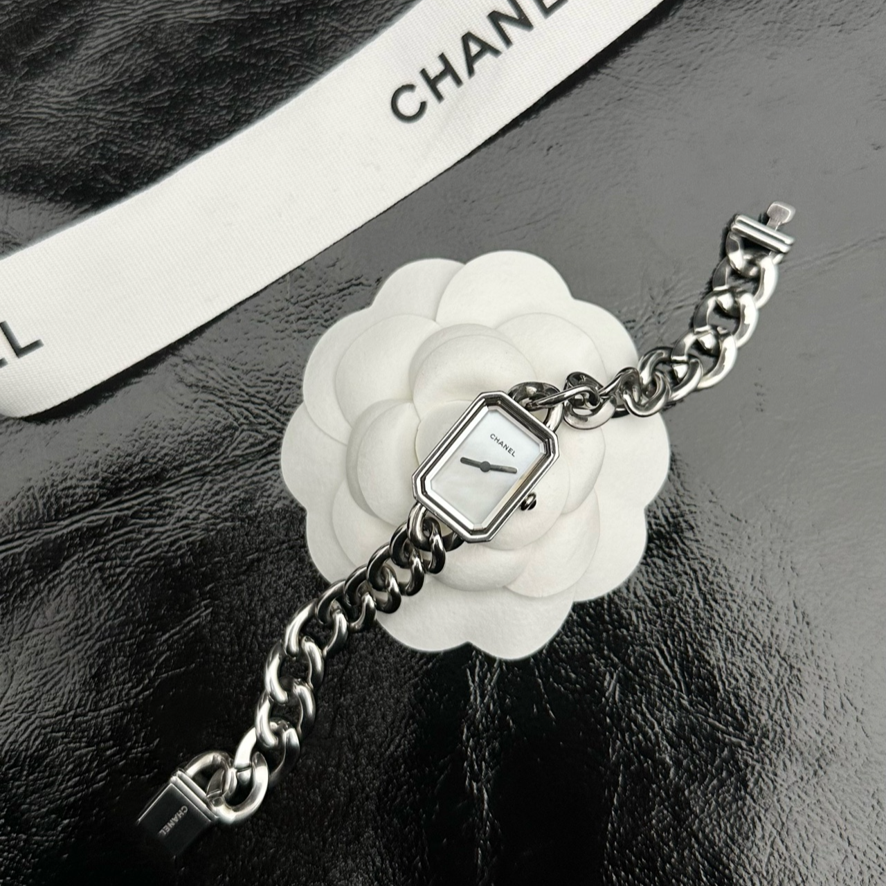 95新 Chanel/香奈儿 银色方糖手表贝母盘 6044987