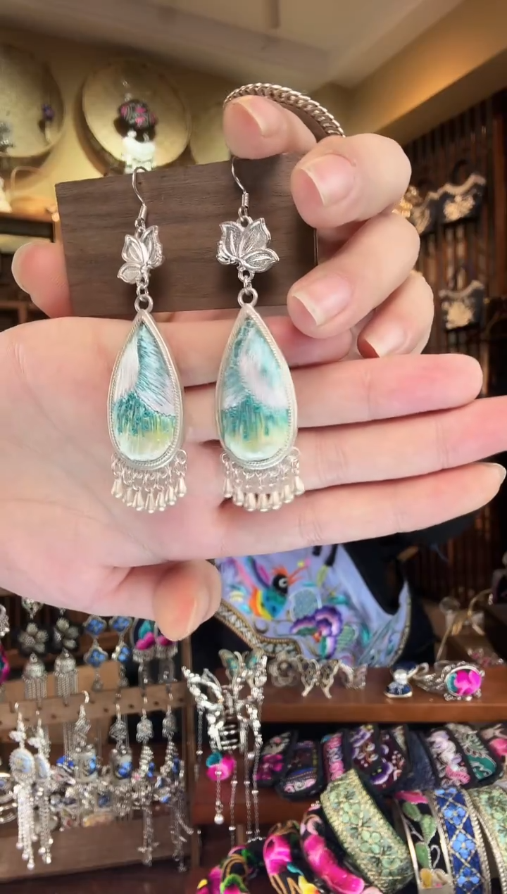 刺绣非遗刺绣民族风耳环