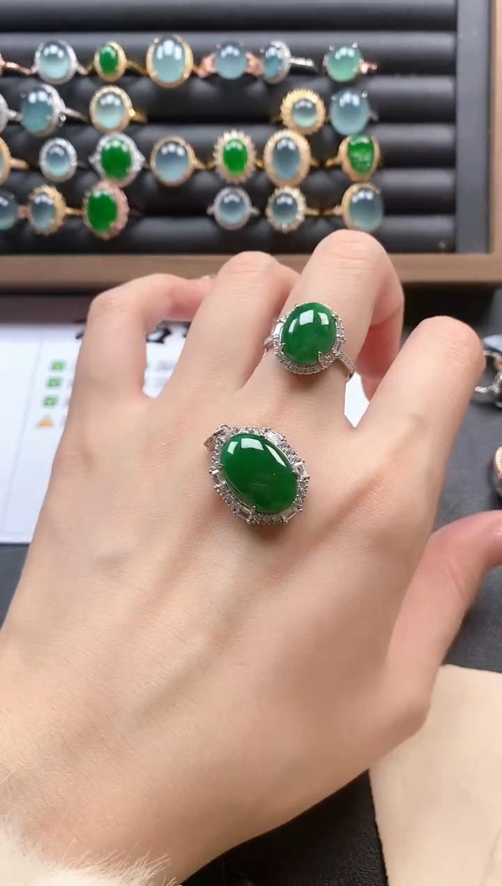 银S925镶嵌戒指翡翠51151