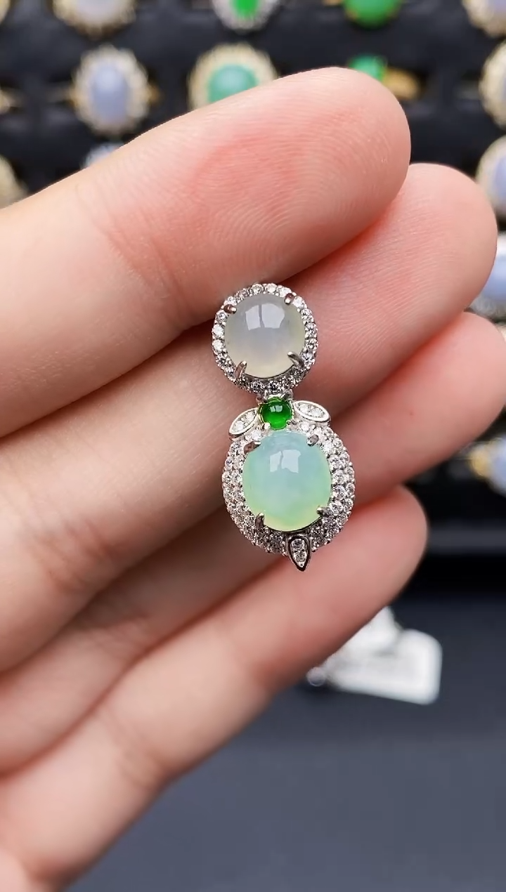 银S925镶嵌戒指翡翠7107链接天然缅甸翡翠A货