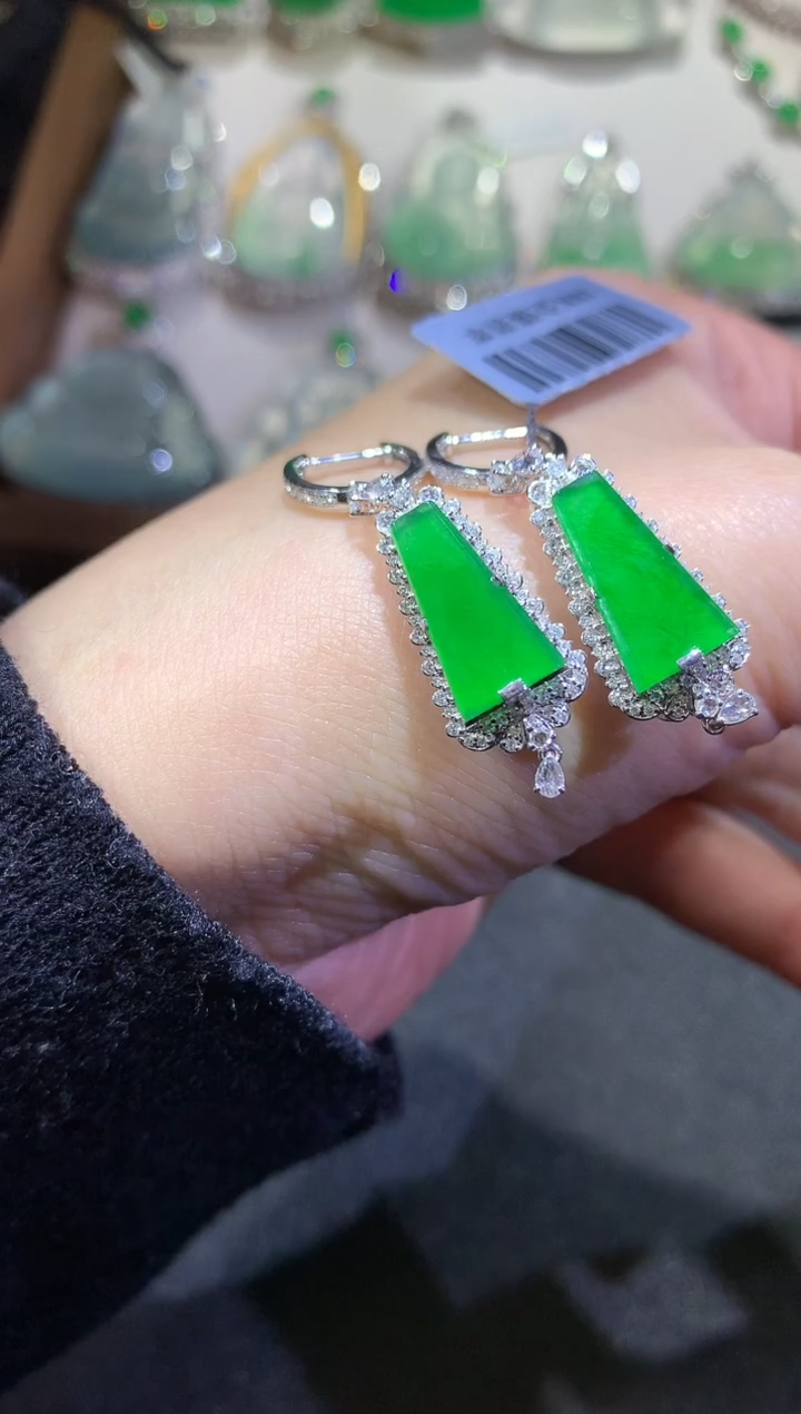 【闪购商品】翡翠耳饰18K金镶嵌40-无事牌耳饰