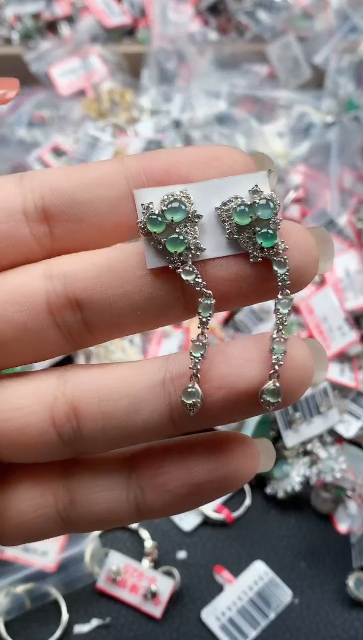 银S925镶嵌戒指翡翠天然A货缅甸翡翠