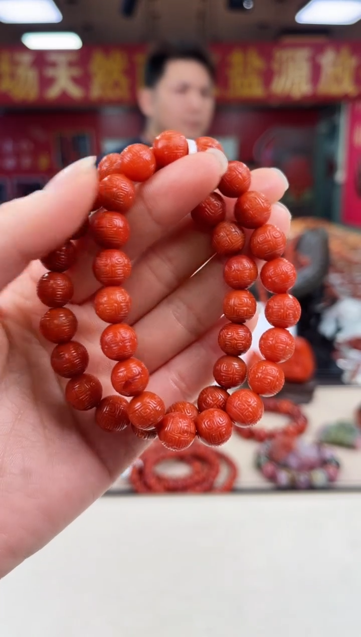 未镶嵌回纹手串南红玛瑙（多样式发其一）