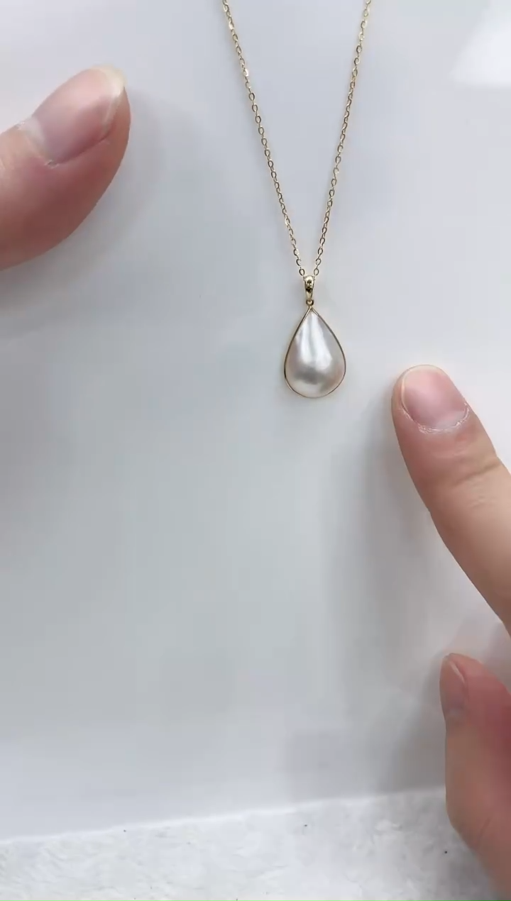 【闪购商品】拼合珍珠（马贝珠）吊坠18K金镶嵌海水马贝耳饰