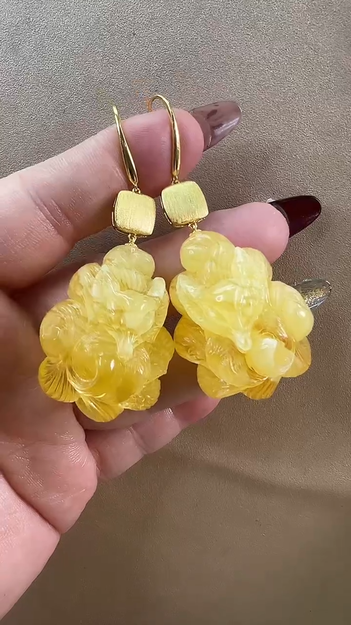 【闪购商品】琥珀耳饰未镶嵌耳环