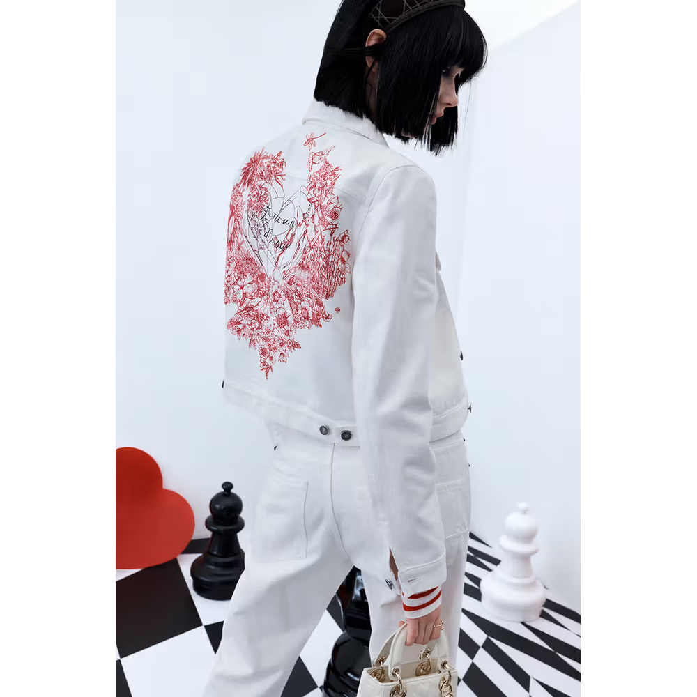 未使用 DIOR/迪奥 刺绣牛仔夹克 白色/38