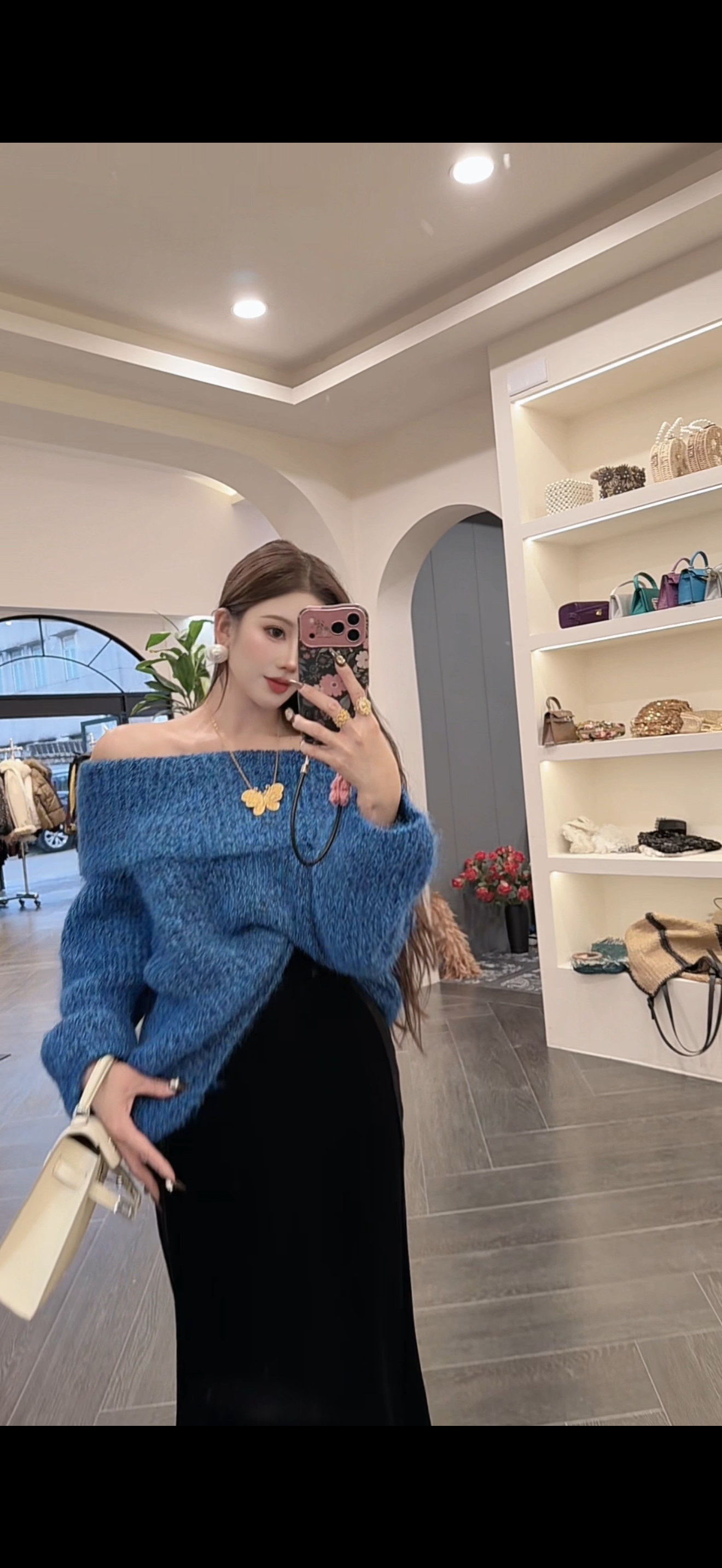 大气元（半身裙）修身显瘦直筒毛毛半身裙