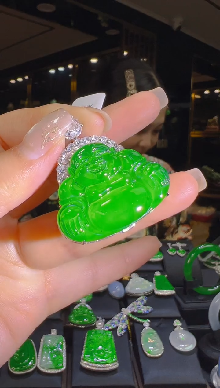 吊坠(赠链)银S925镶嵌翡翠031（多样性发其一）