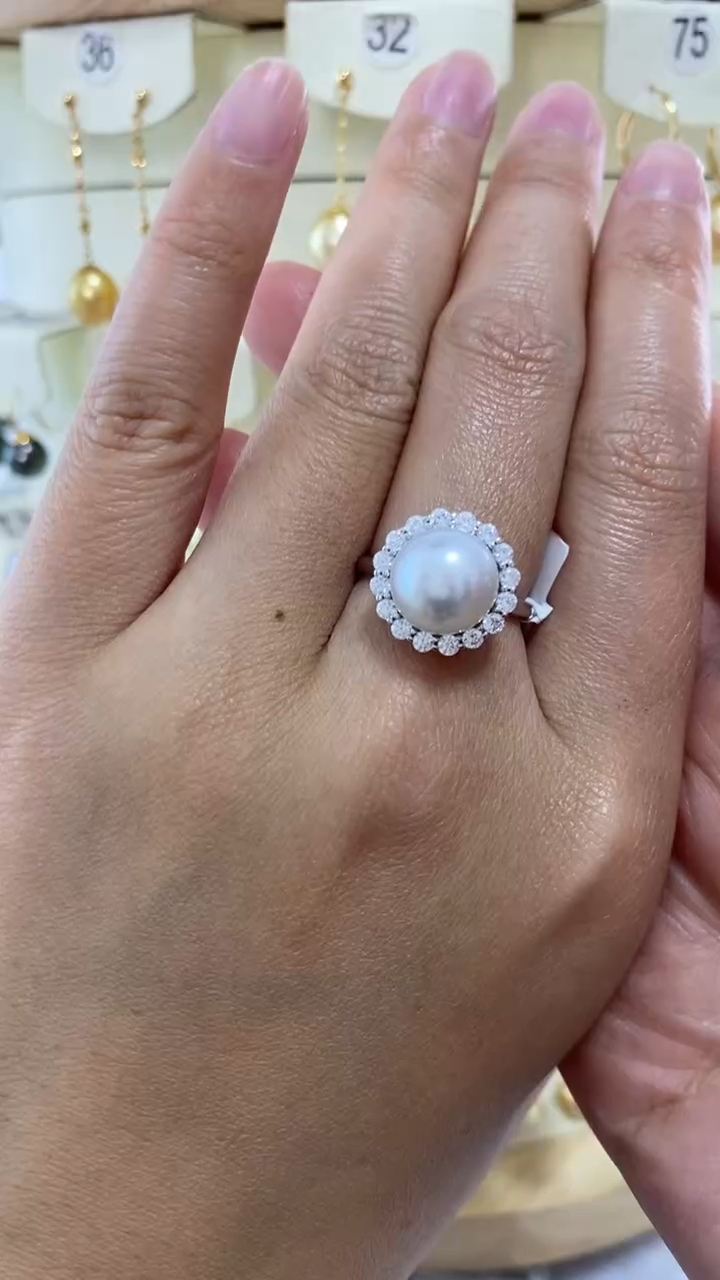 【闪购商品】海水珍珠戒指银S925镶嵌戒指