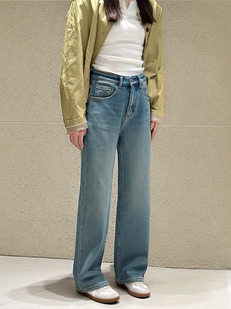 SU【98099B】 愫领 深圳南油MWMA百搭裤王四面弹窄版阔腿牛仔裤~