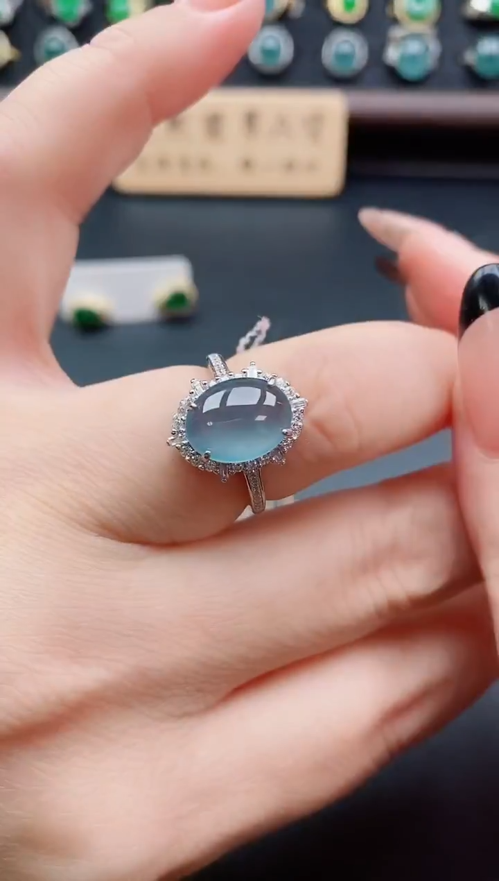 银S925镶嵌戒指翡翠1