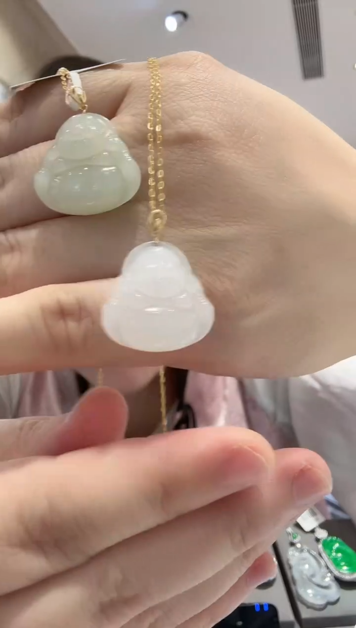 颈饰18K金镶嵌和田玉【4】多样性发一小佛公