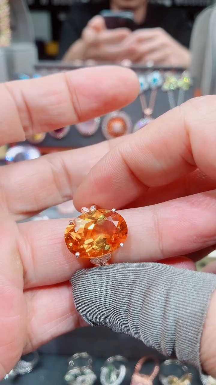 银S925镶嵌戒指黄晶黄晶戒指