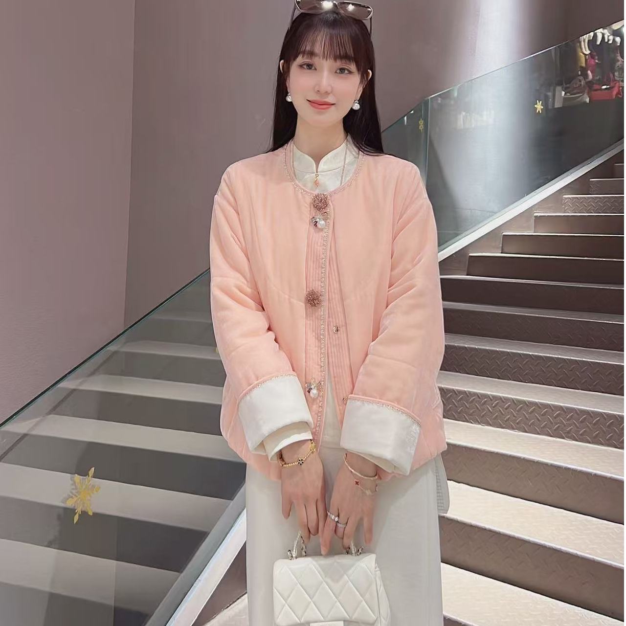 《欣欣定制》时尚秋冬季新中式气质加棉保暖外套中国风7047