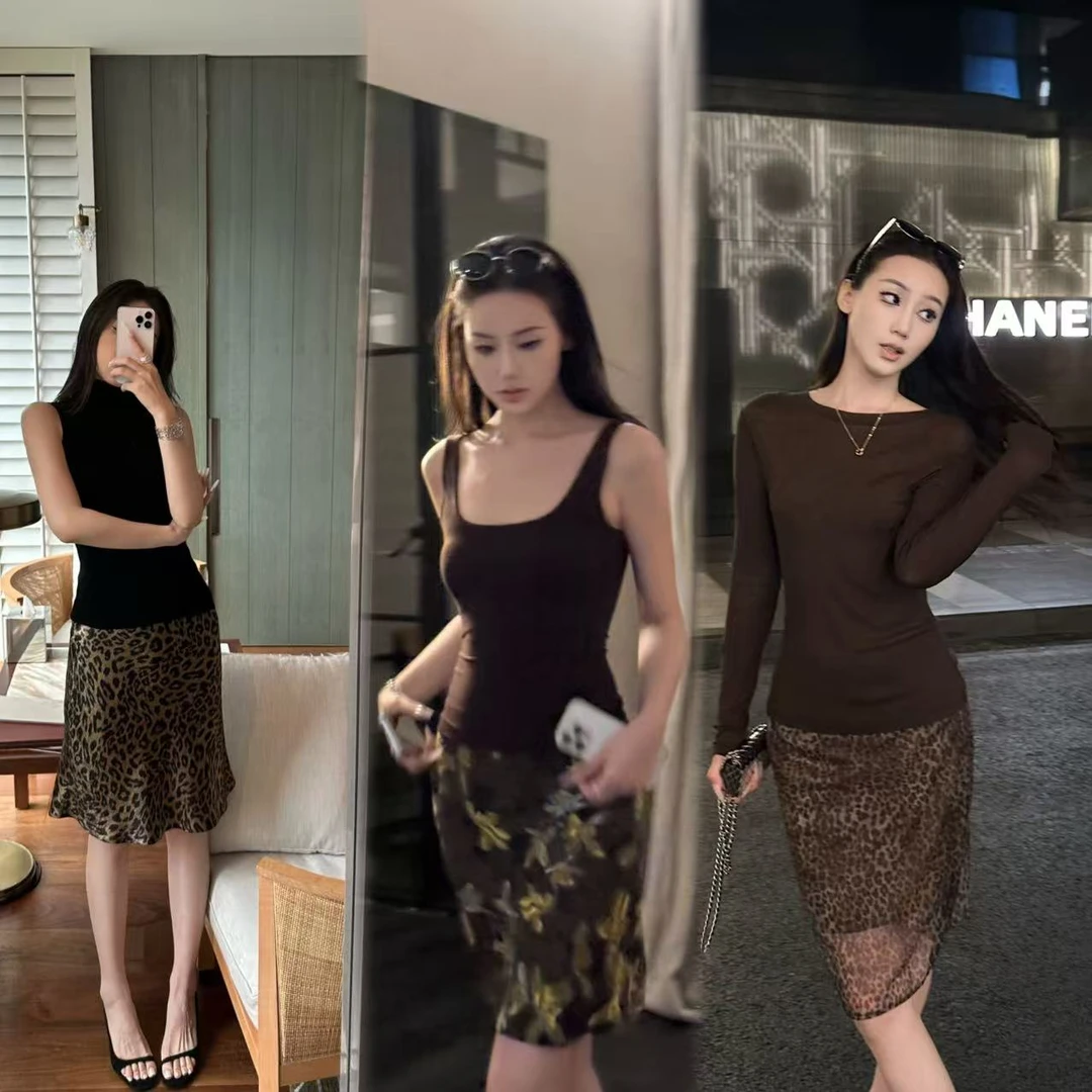 5werkwen高领背心/罩衫/胸垫背心/豹纹、印花半身裙