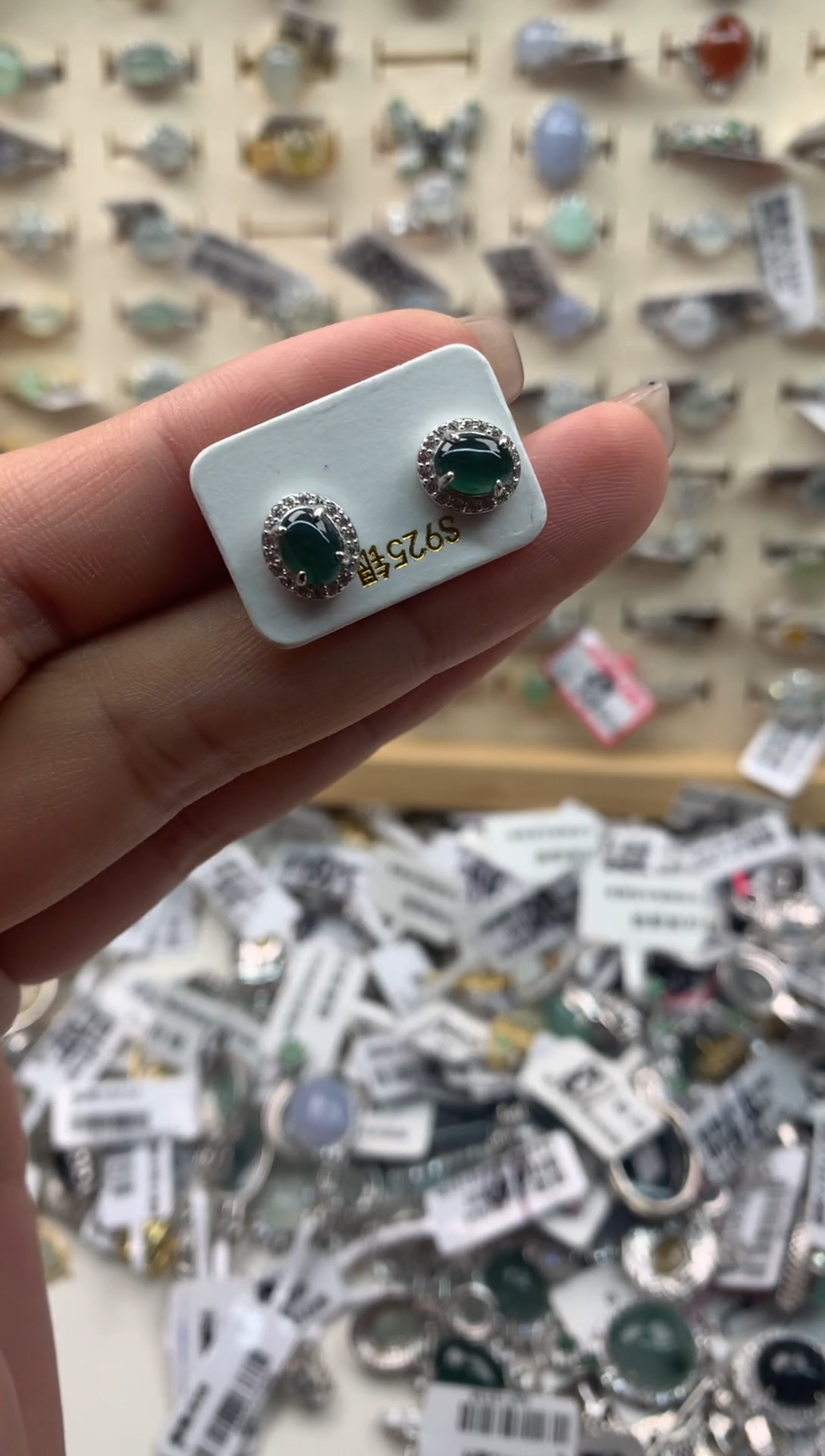 翡翠银S925镶嵌吊坠(不含链)耳饰