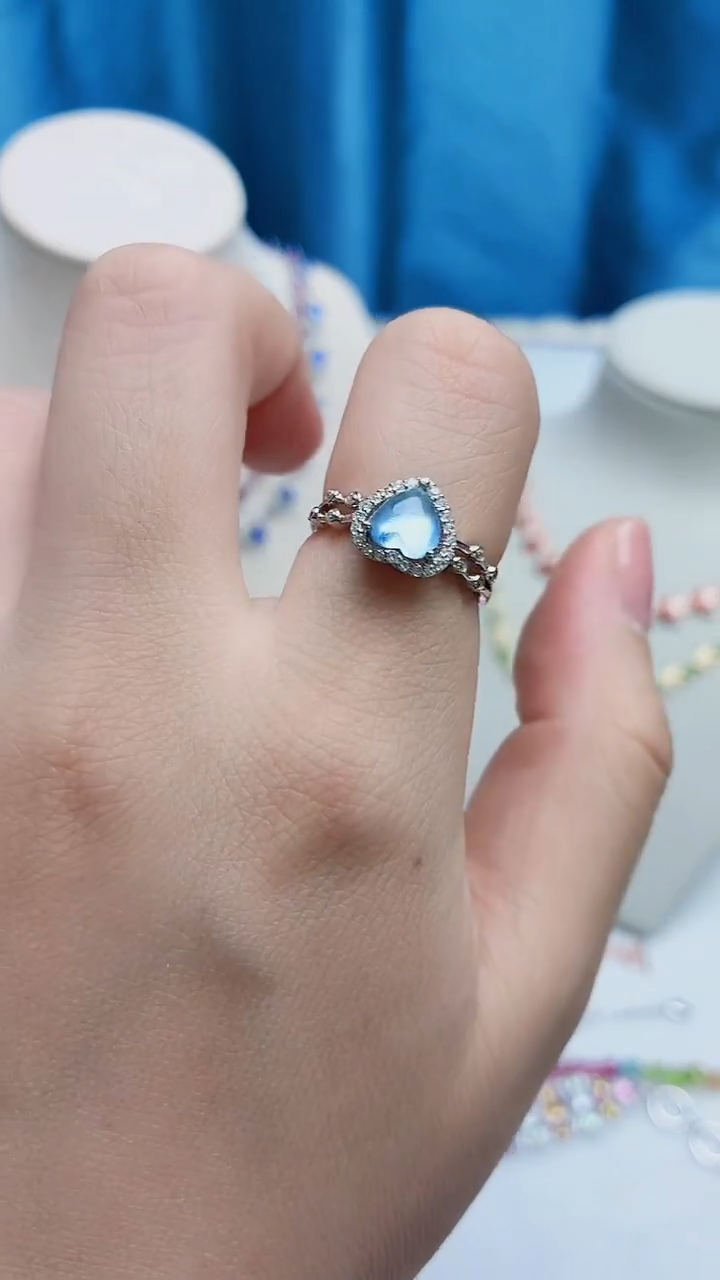 银S925镶嵌戒圈海蓝宝石095ZB1112产品一个（多样性）