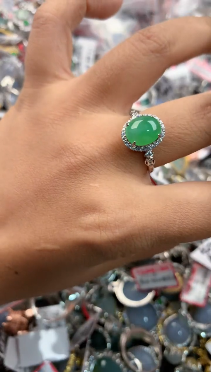 银S925镶嵌戒指翡翠4444-----9