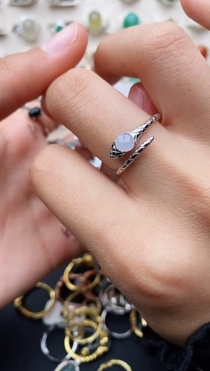 【闪购商品】翡翠戒指银S925镶嵌缅甸翡翠