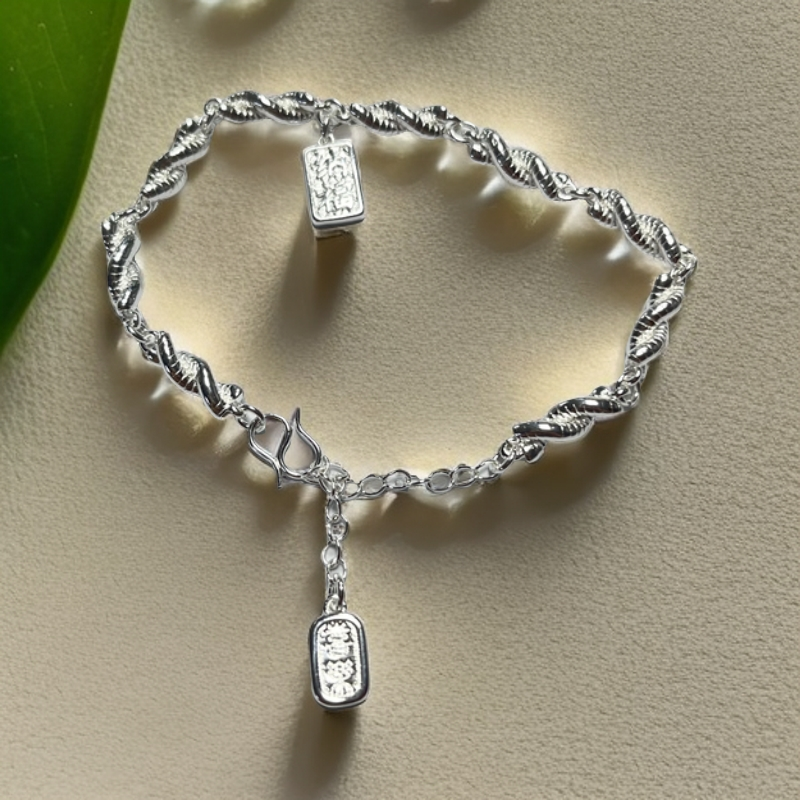 足银手链 平安喜乐扭纹麻花纳福手链