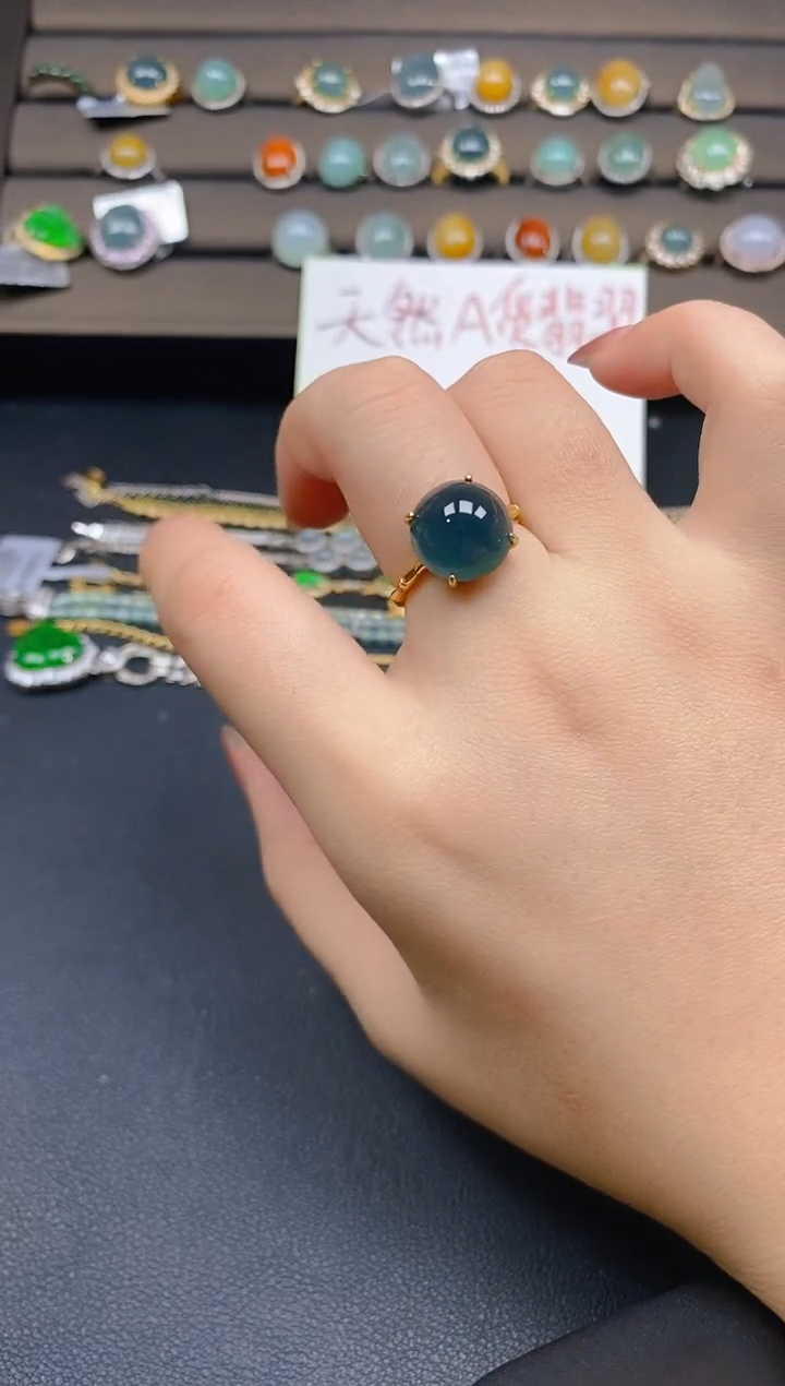 翡翠戒指银S925镶嵌14