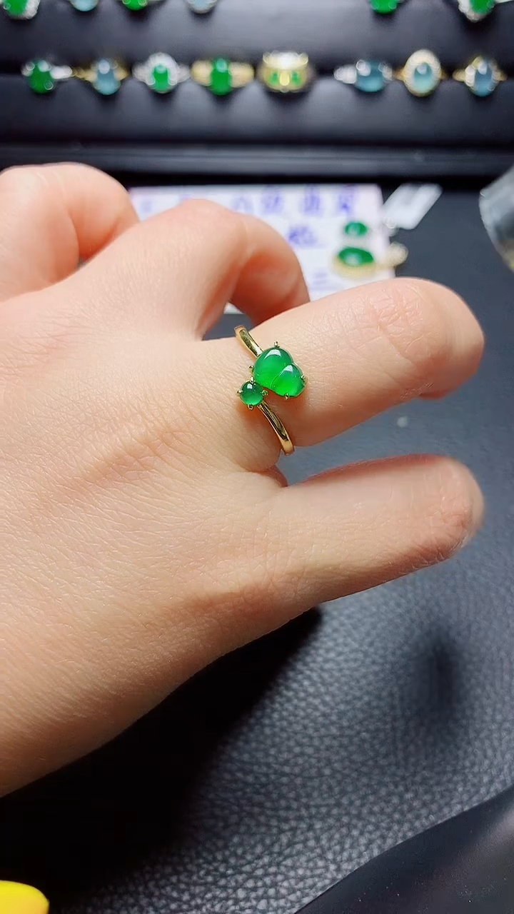 银S925镶嵌戒指翡翠  天然翡翠A货s925银镶