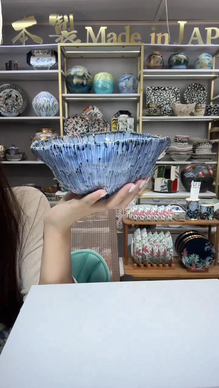 陶瓷20厘米汤碗一只装蓝色