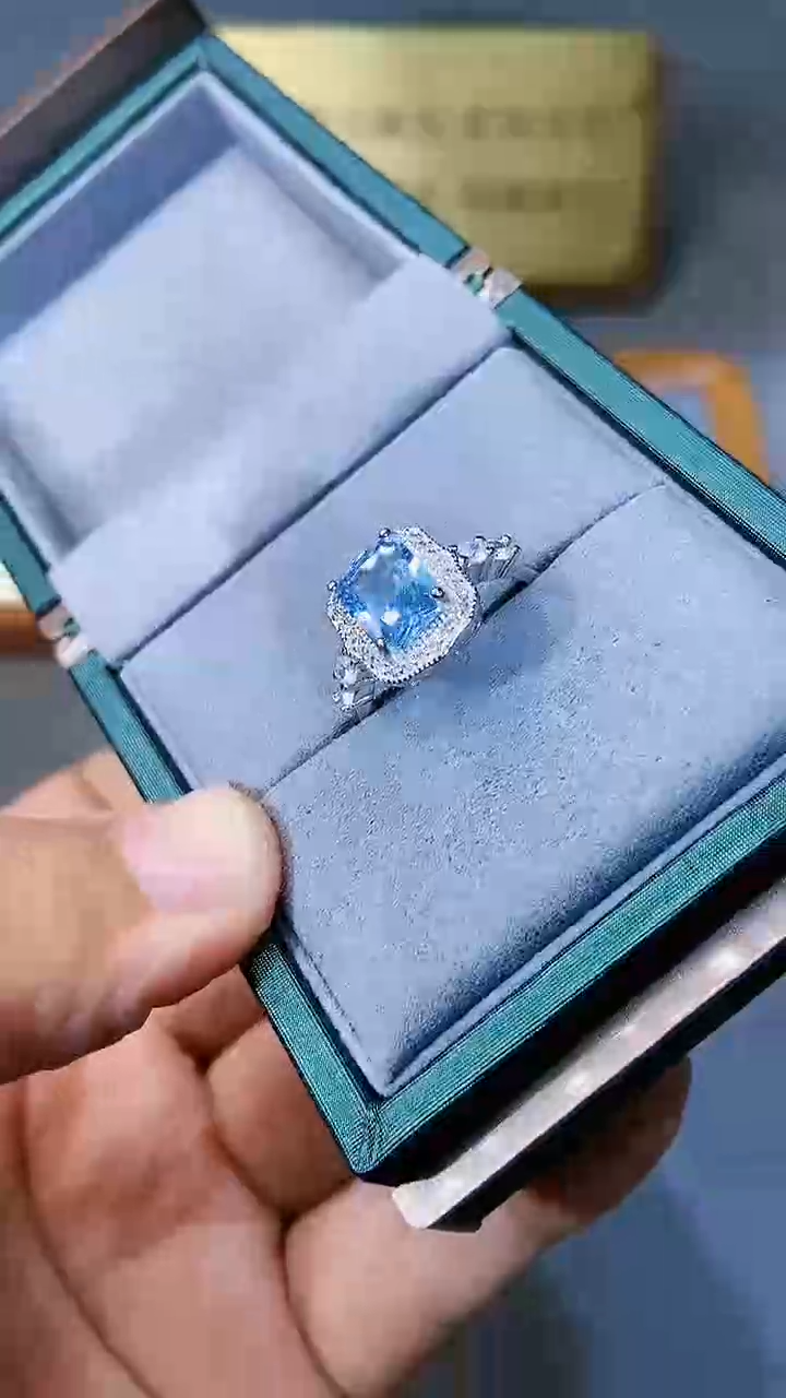 【闪购商品】海蓝宝石戒指银S925镶嵌354