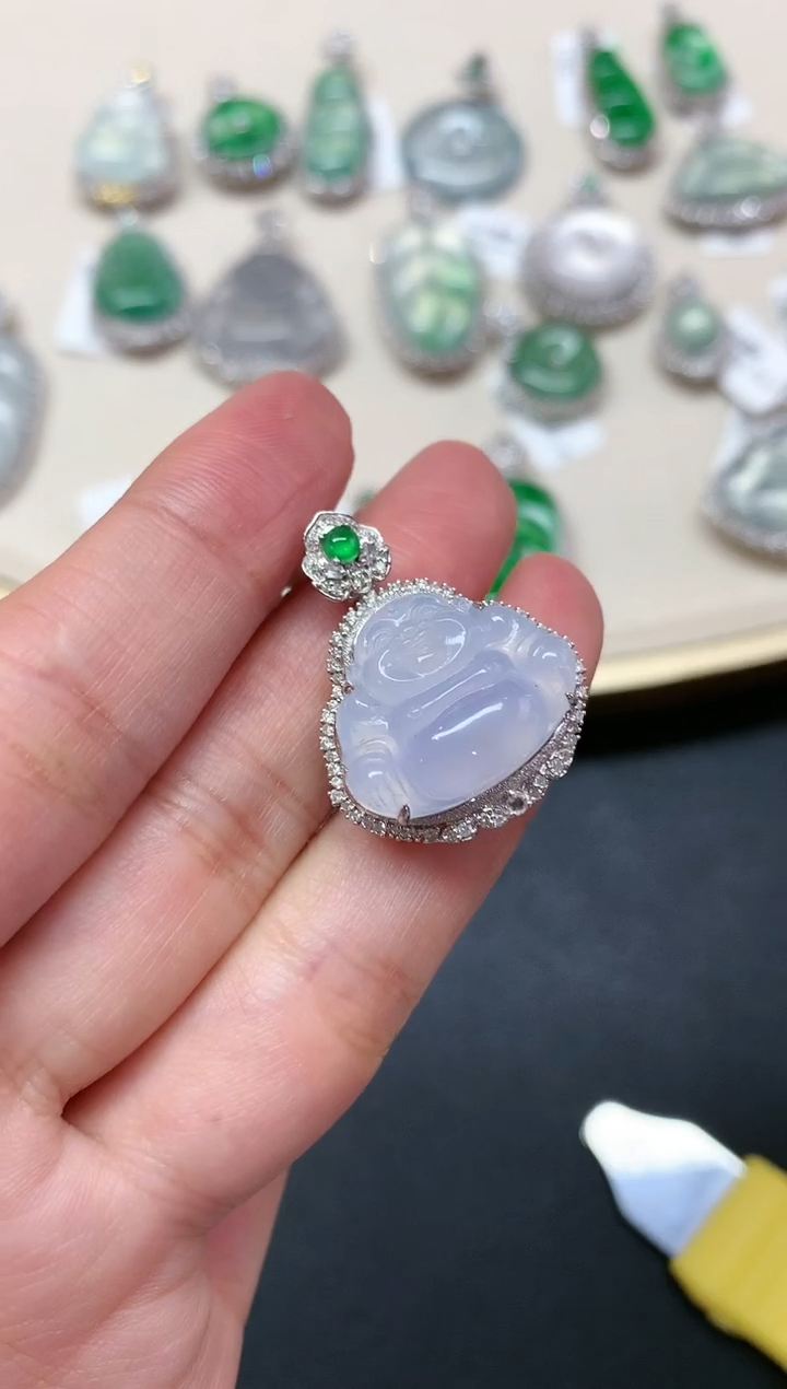 【闪购商品】翡翠吊坠(不含链)18K金镶嵌A206|14800