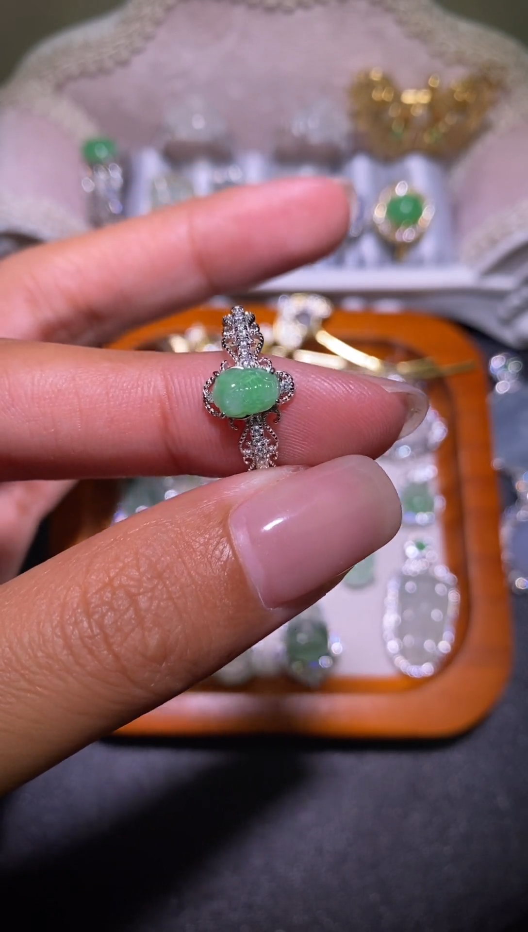 银S925镶嵌戒指翡翠021