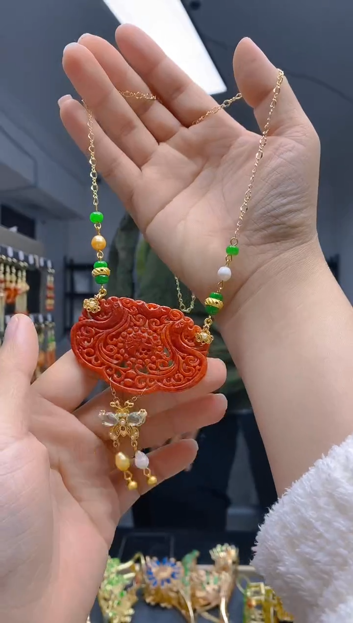 【闪购商品】翡翠耳饰合金234翡翠锁骨链