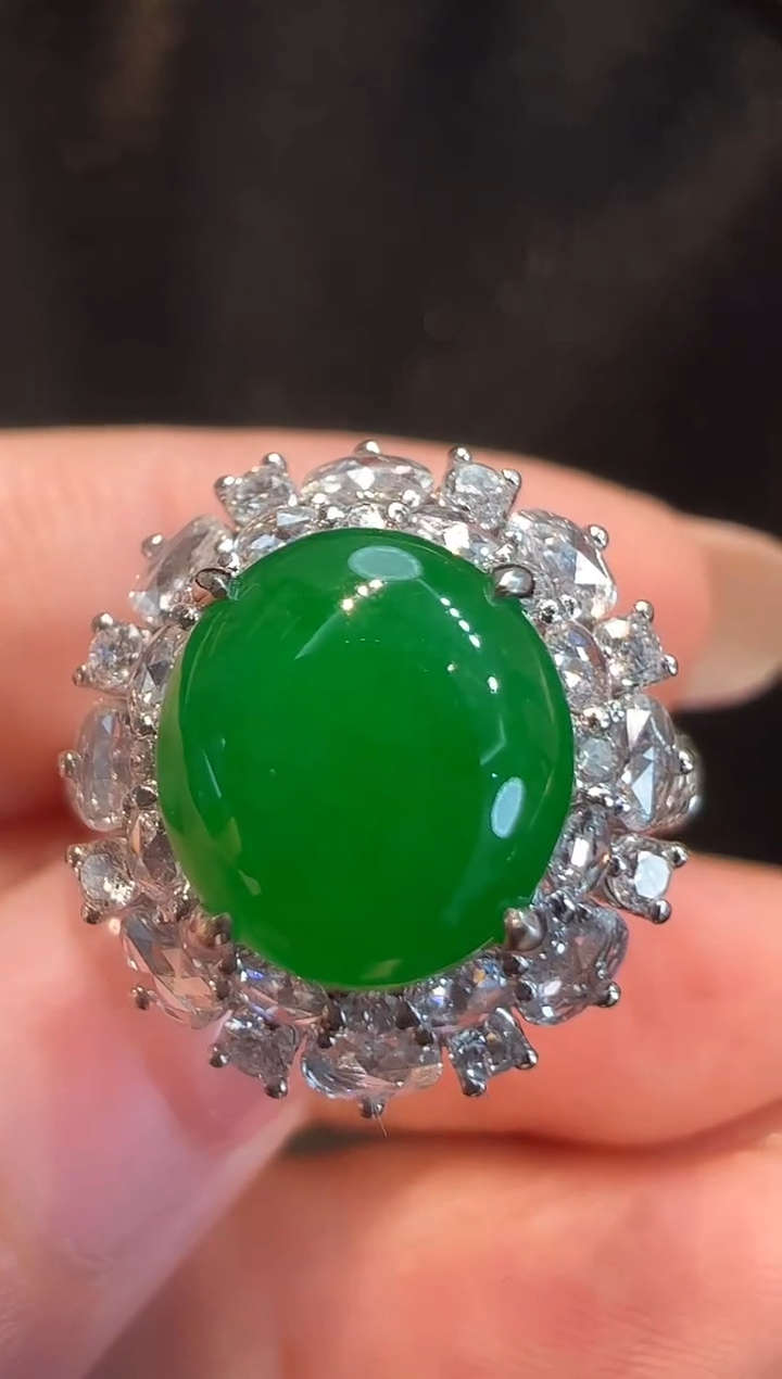 翡翠戒指18K金镶嵌AL6戒指