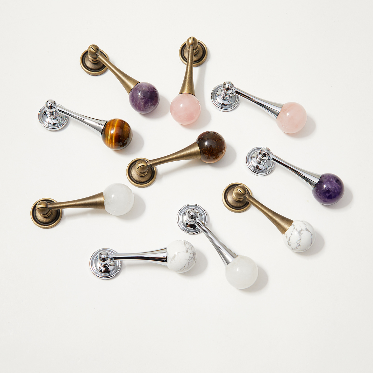 水晶圆球吊坠法式黄铜拉手现代简约高级感厨房橱柜抽屉衣柜门把手