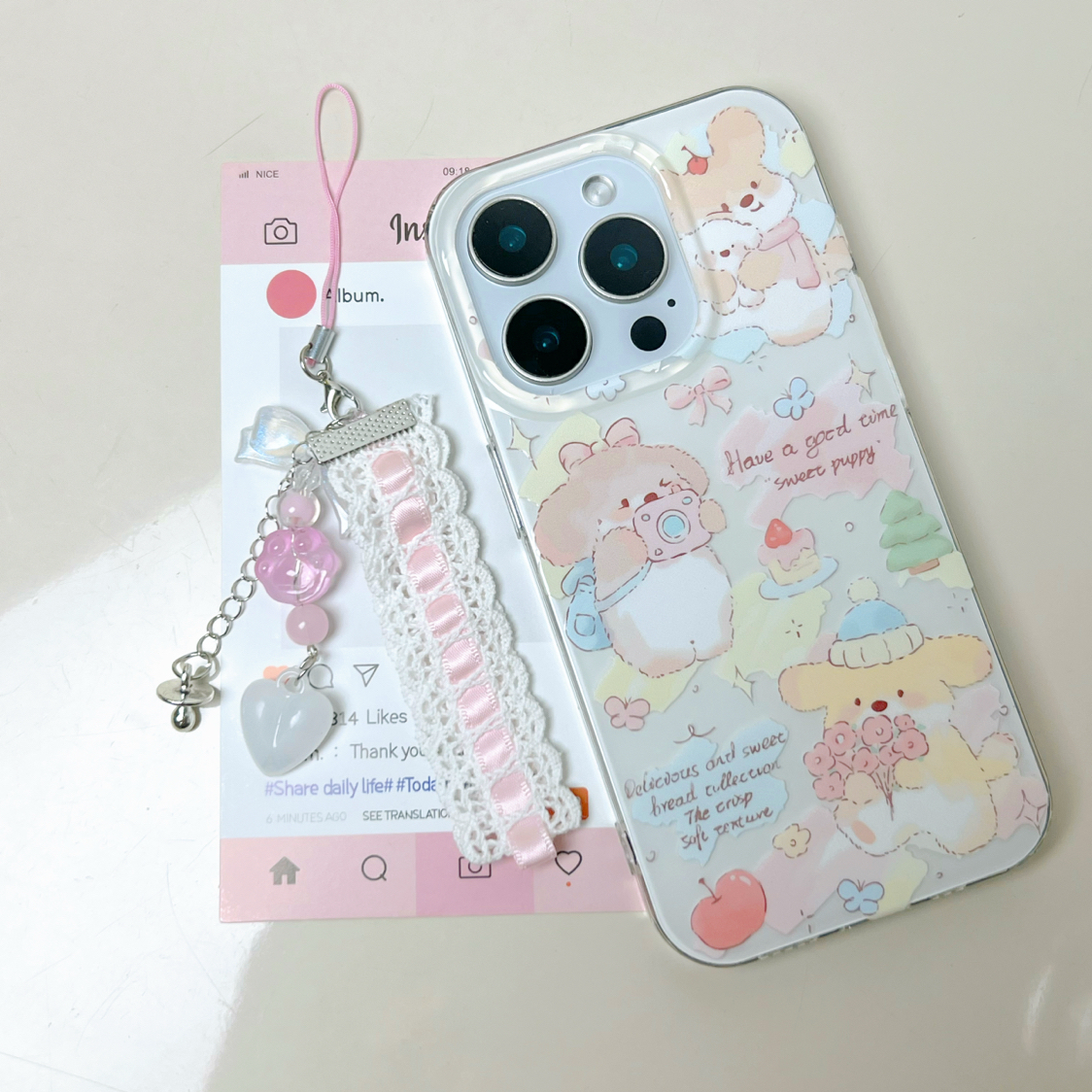 IMD手机壳森系拍照小狗适用苹果16iPhone15华为小米oppovivo