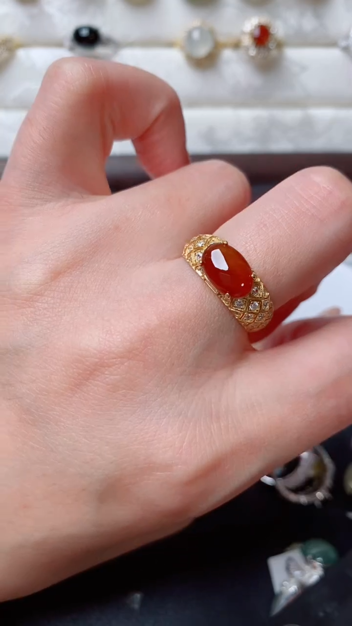 银S925镶嵌戒指翡翠忆***t...