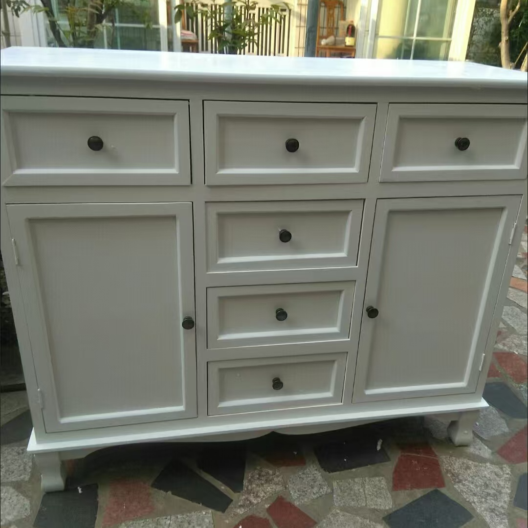 白色餐边柜100*35*85厘米实木美式家用收纳储物柜玄关客厅