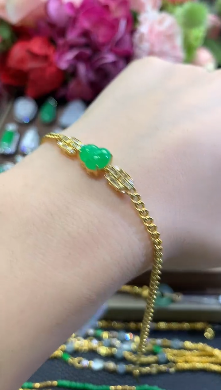 18K金镶嵌手链翡翠秋日珠宝W78