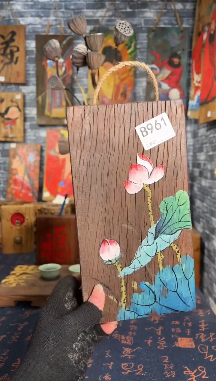 风化老门板丙烯画