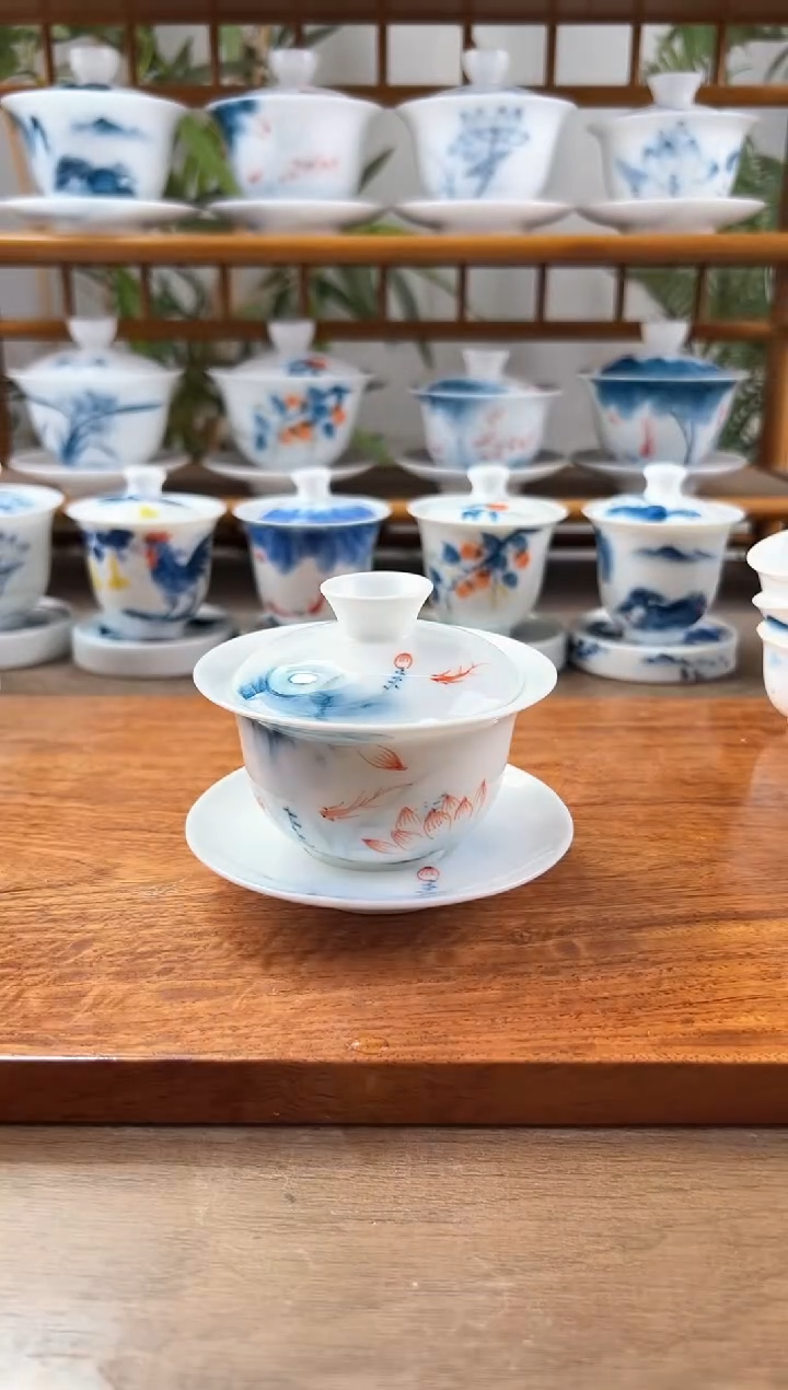 微瑕蓝莲130ml三才盖碗