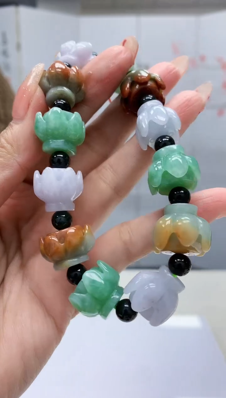【闪购商品】定制翡翠未镶嵌4812MM-毛货手串206