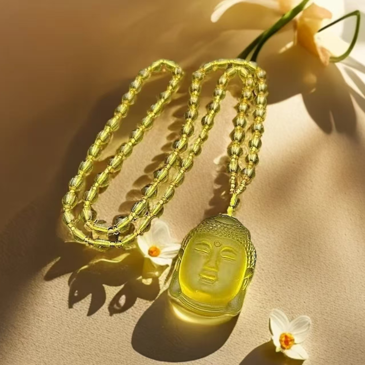 吊坠 【甄选】高端 正品黄色磨砂佛头时尚百搭项链吊坠