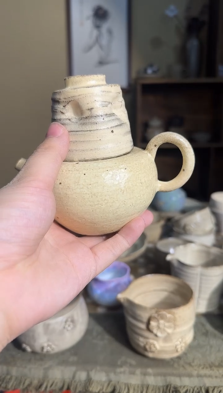 瓷片椰**一手作苹果壶+杯子