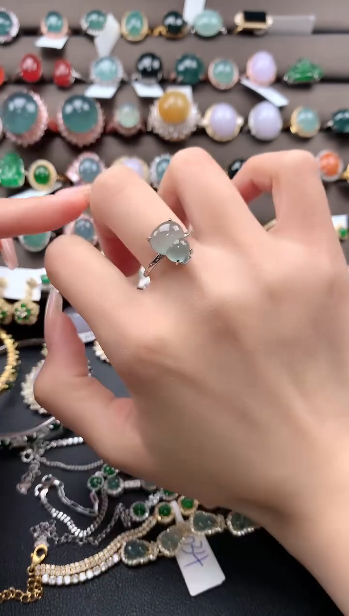 【闪购商品】翡翠戒指银S925镶嵌432432