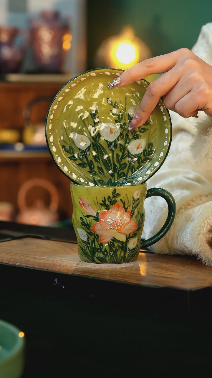 【闪购商品】杯手绘心瓷陶瓷浮力