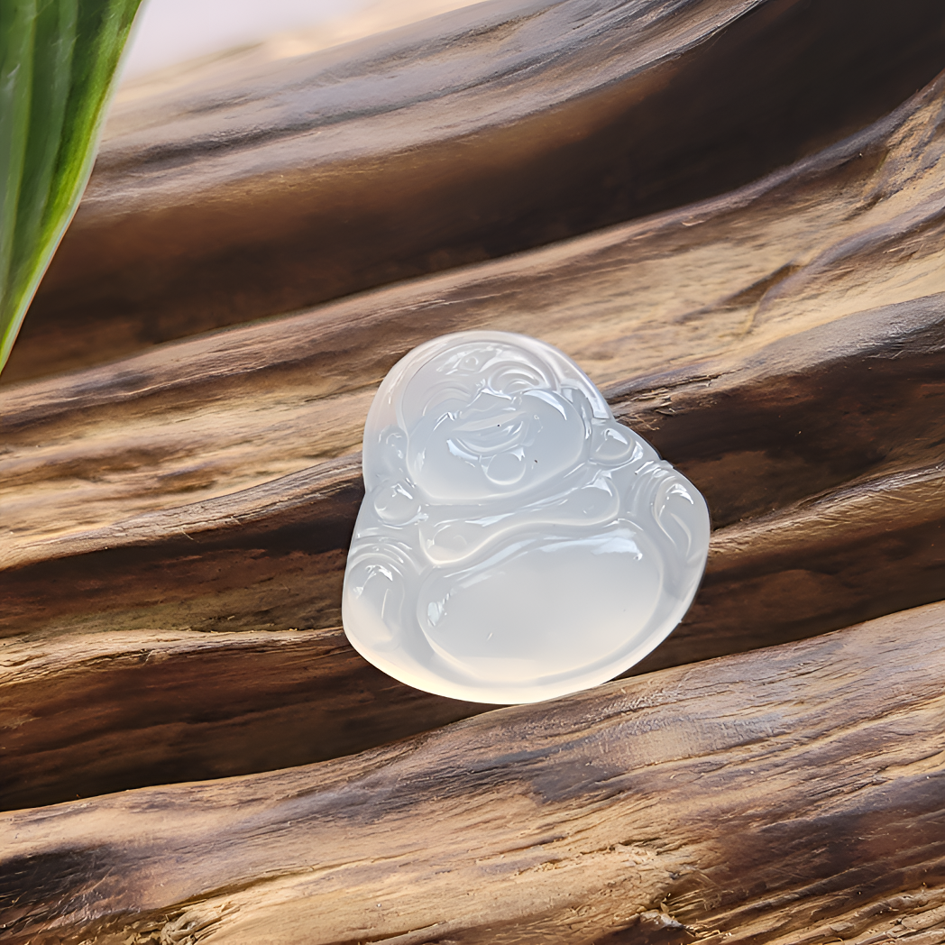 天然玛瑙玉髓白冰佛公吊坠  国风配饰 百搭款