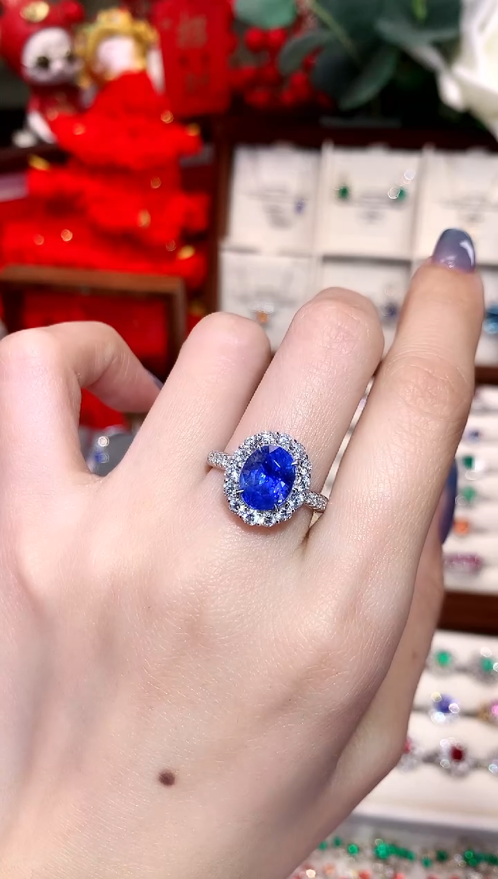 【闪购商品】蓝宝石戒指18K金镶嵌4.03ct/天然宝石/定金