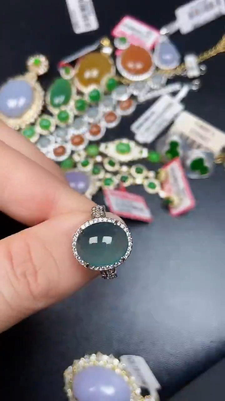 银S925镶嵌戒指翡翠2780