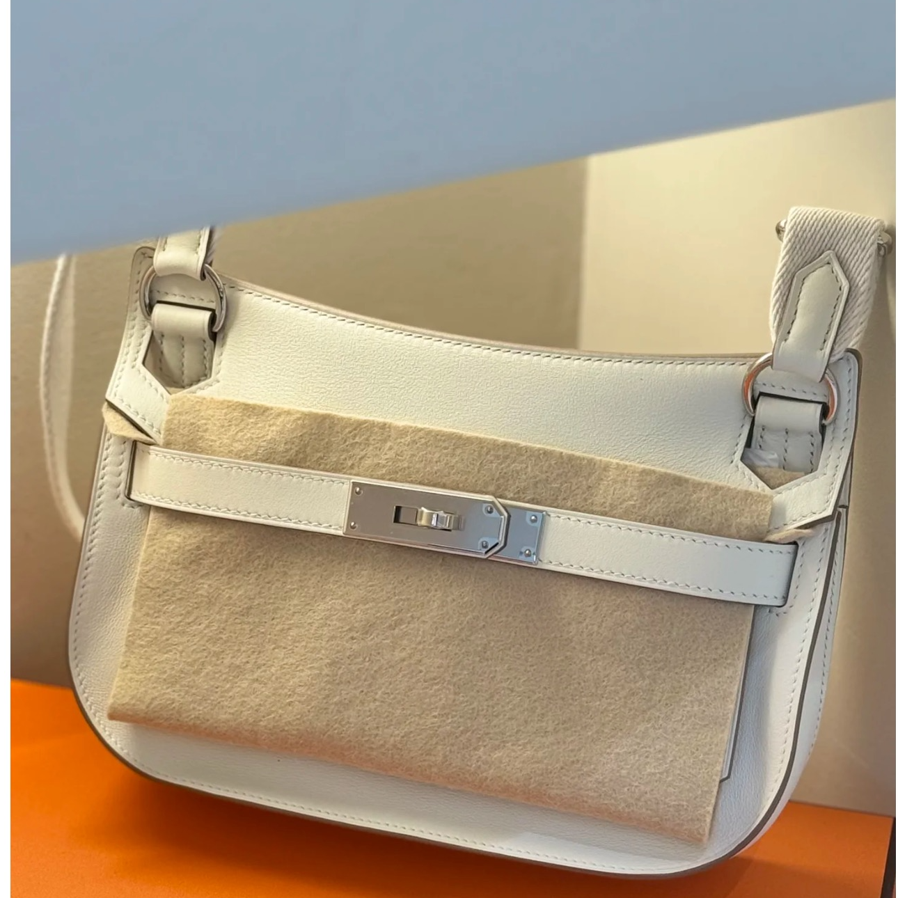 99新 Hermes/爱马仕 蔚蓝/蘑菇白银扣 mini jypsiere 吉普赛 B刻