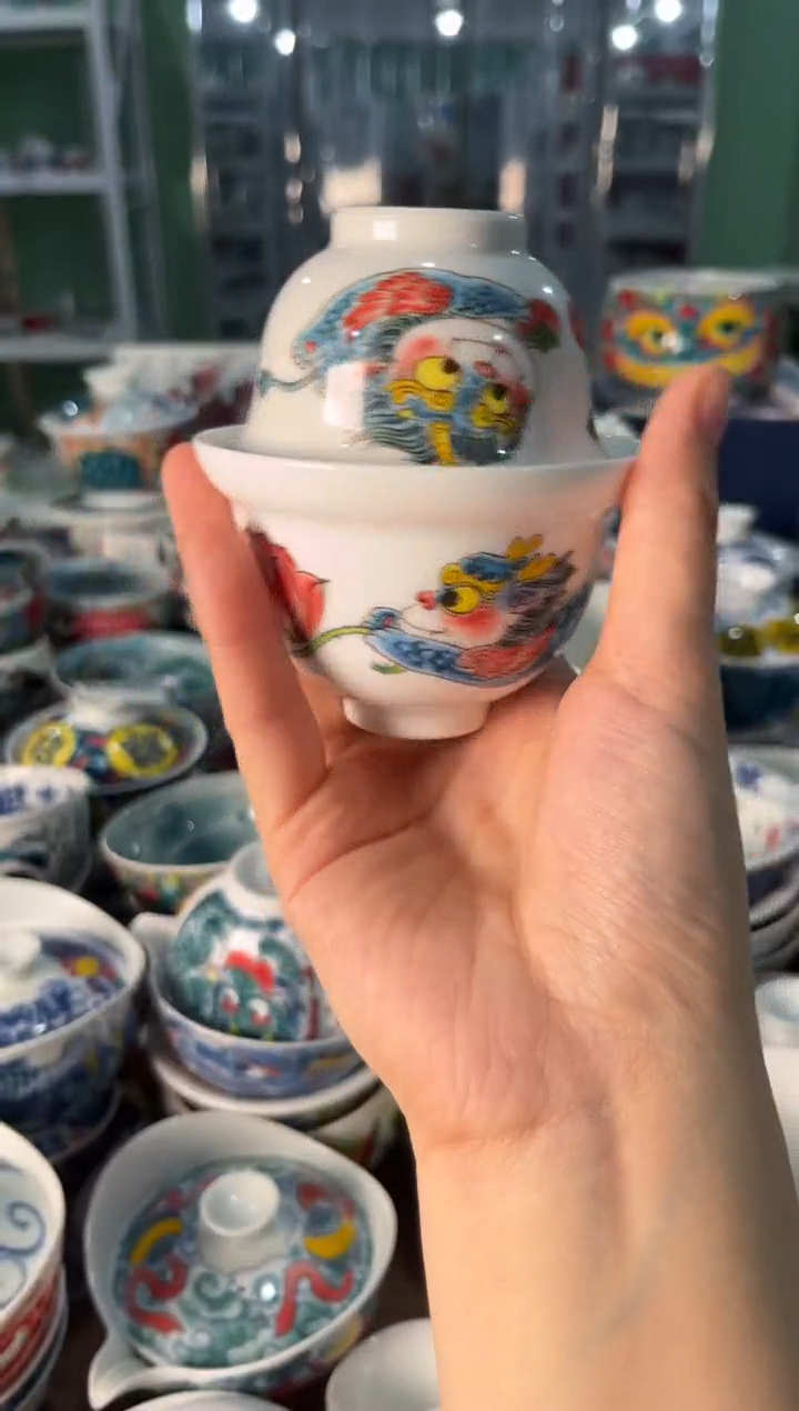摆件陶昨明貔貅盖碗+压手（福利价格）